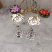 onesilver.in german silver Vathi Floral Tube Deepa Pair 5.5" inches Vathi Floral Tube Deepa Pair 5.5" inches