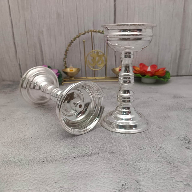 onesilver.in german silver Vathi Round Deepa Pair 5" inches Vathi Round Deepa Pair 5" inches