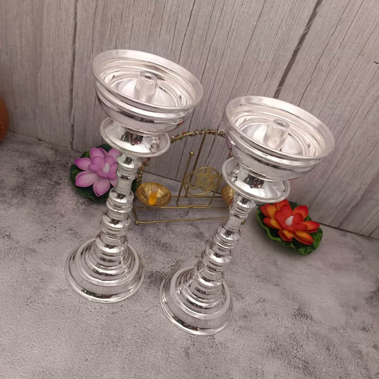 onesilver.in german silver Vathi Round Tube Deepa Pair 9.5" inches Vathi Round Tube Deepa Pair 9.5" inches