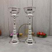 onesilver.in german silver Vathi Round Tube Deepa Pair 9.5" inches Vathi Round Tube Deepa Pair 9.5" inches