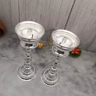 onesilver.in german silver Vathi Round Tube Deepa Pair 9.5" inches Vathi Round Tube Deepa Pair 9.5" inches