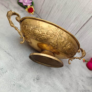 onesilver.in gift set Brass Floral handle Oval Urali 10" inch Brass Floral handle Oval Urali 10" inch