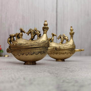 onesilver.in idols Brass Boat Kumkum Holder