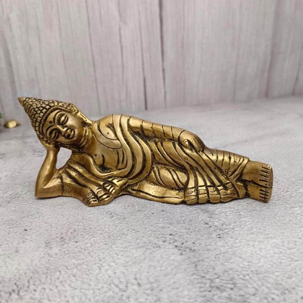 onesilver.in idols Brass Sleeping Buddha Idol