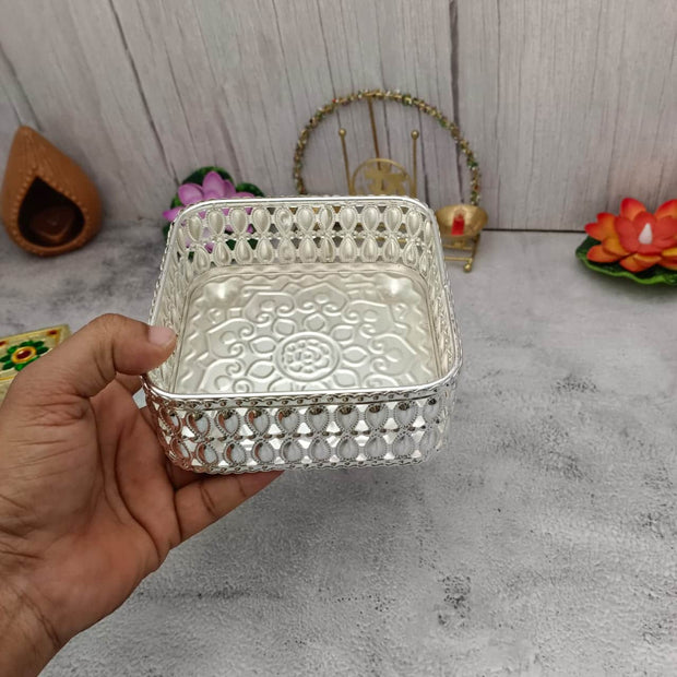 onesilver.in Pooja Basket Gs Butta Square Tray 6208 Gs Butta Square Tray 6208