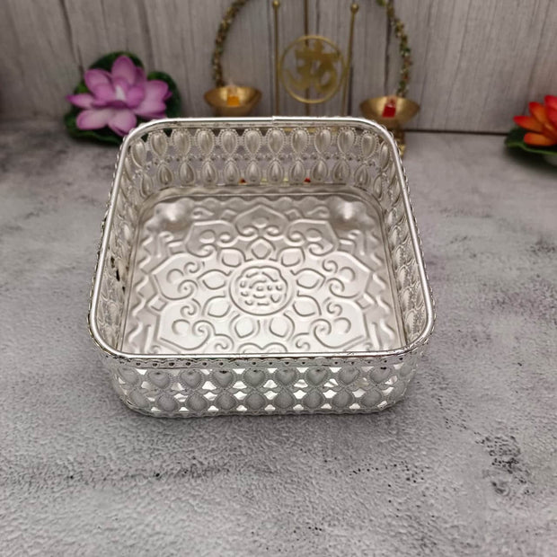 onesilver.in Pooja Basket Gs Butta Square Tray 6208 Gs Butta Square Tray 6208