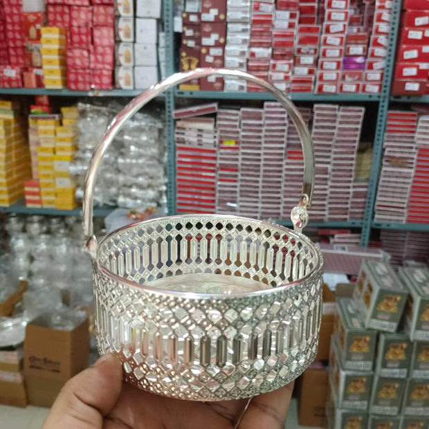 onesilver.in Pooja Basket Gs Floral Basket Round Gs Floral Basket Round