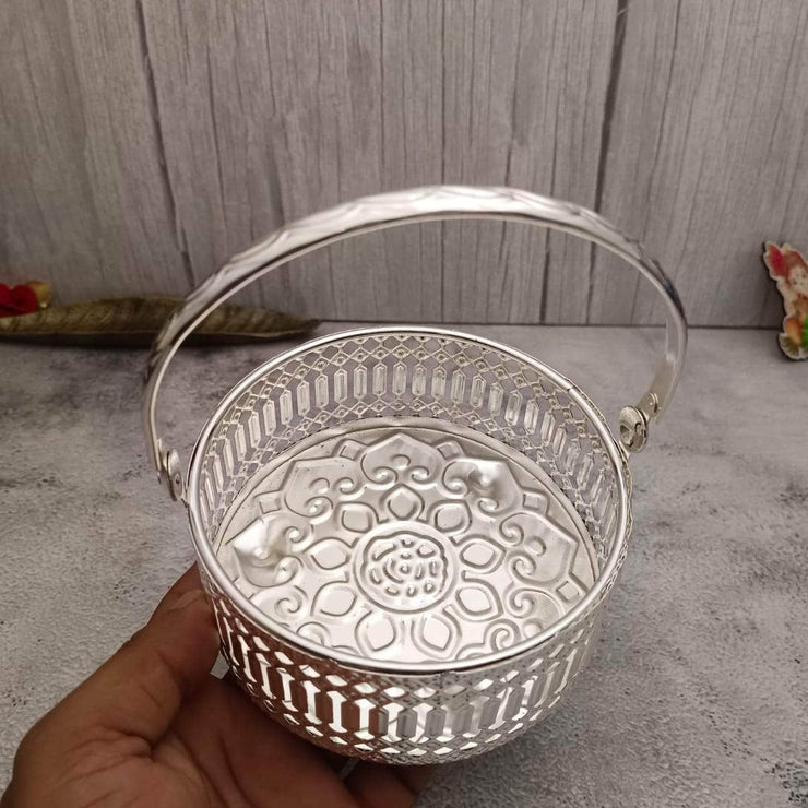 onesilver.in Pooja Basket Gs Floral Basket Round Gs Floral Basket Round