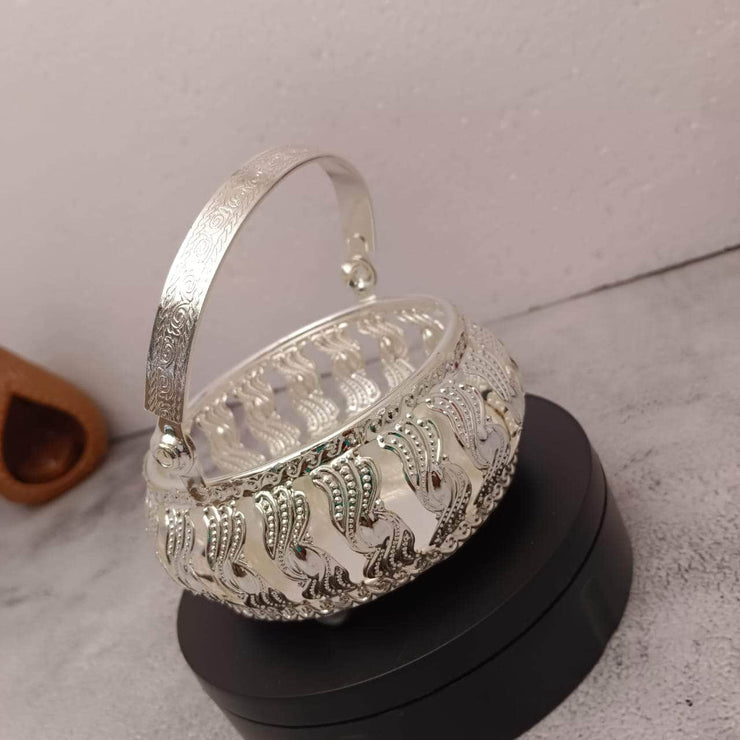 onesilver.in Pooja Basket Gs Floral Basket Round Tray 5416 Gs Floral Basket Round Tray 5416