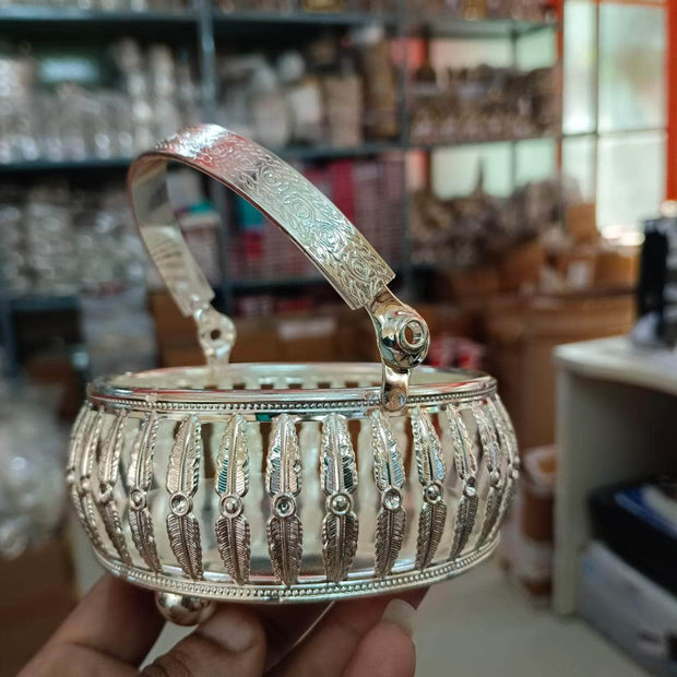 onesilver.in Pooja Basket Gs Floral Basket Round Tray 5417 Gs Floral Basket Round Tray 5417
