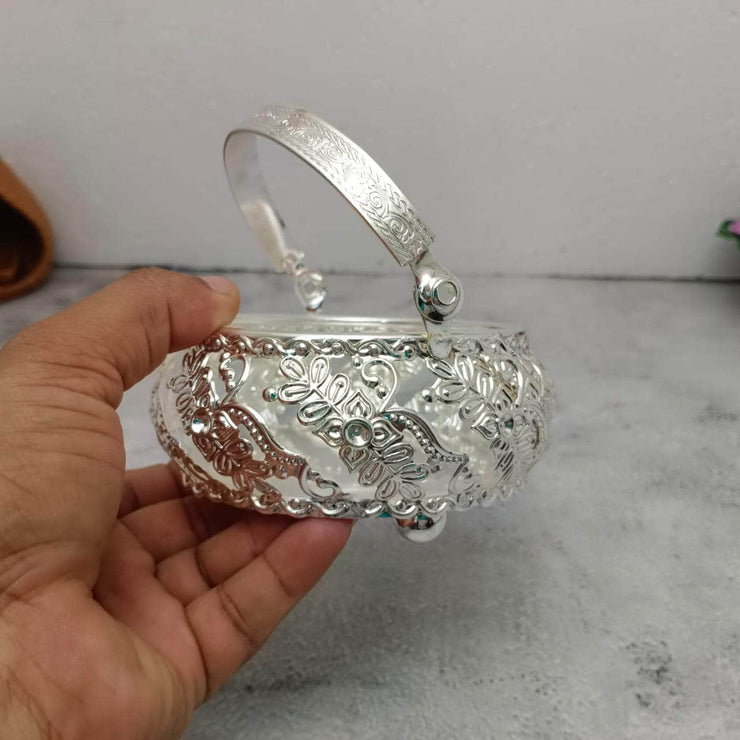 onesilver.in Pooja Basket Gs Floral Basket Round Tray 5419 Gs Floral Basket Round Tray 5419