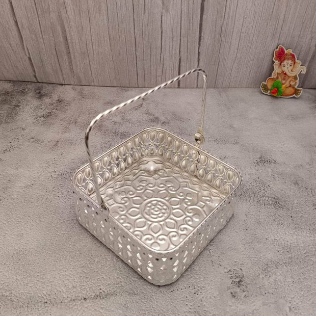 onesilver.in Pooja Basket Gs Floral Basket Square Gs Floral Basket Square