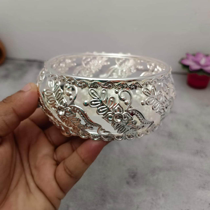 onesilver.in Pooja Basket Gs Floral Round Tray 5415 Gs Floral Round Tray 5415