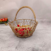 onesilver.in Pooja Basket Gs Goldish Floral Basket