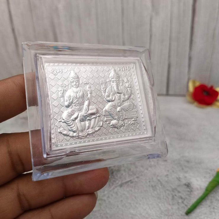 onesilver.in silver 999 Silver Lakshmi Ganesha Stand 2.5 inch 999 Silver Lakshmi Ganesha Stand 2.5 inch