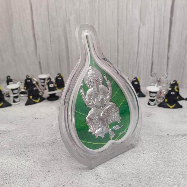 onesilver.in silver 999 Silver Leaf Ganesha Stand