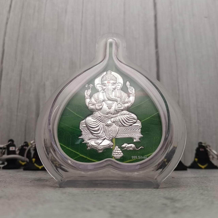 onesilver.in silver 999 Silver Leaf Ganesha Stand