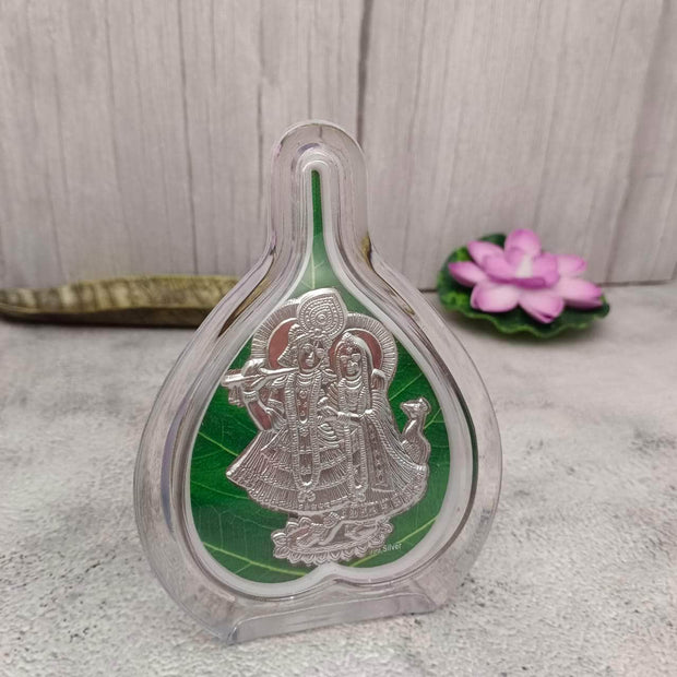 onesilver.in silver 999 Silver Leaf Stand Lakshmi Ganesha/Radha Krishna/Rama/Krishna/Balaji 999 Silver Leaf Stand Lakshmi Ganesha/Radha Krishna/Rama/Krishna/Balaji