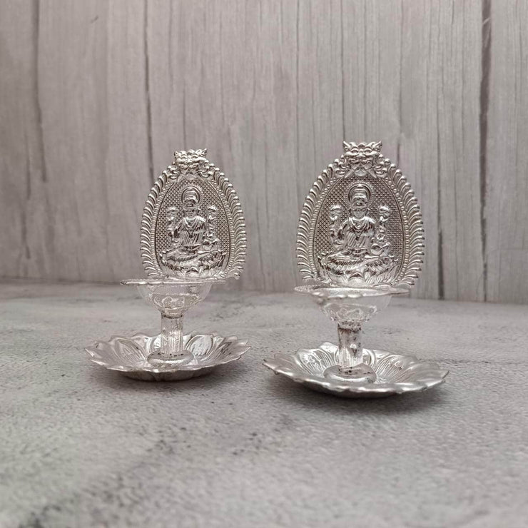 onesilver.in Silver Diya GS Lakshmi Tube Diya Pair