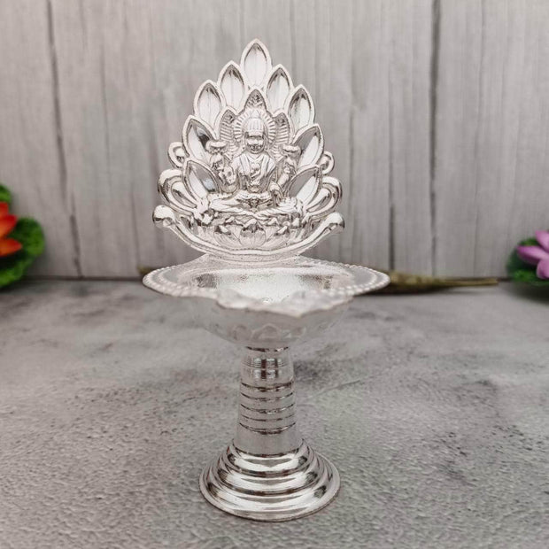 onesilver.in Silver Diya Leaf Ganesh Lakshmi Tube Diya Leaf Ganesh Lakshmi Tube Diya