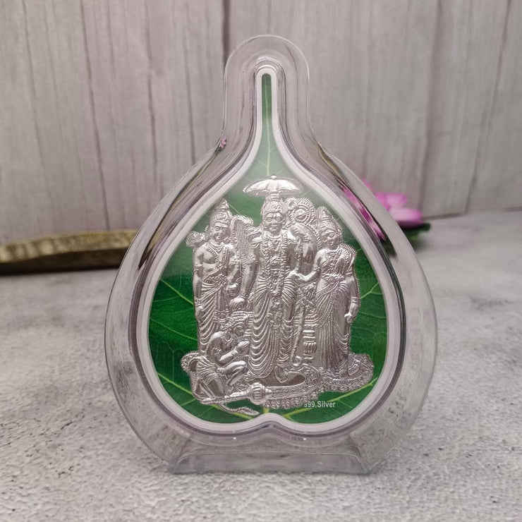 onesilver.in silver Ram Parivar 999 Silver Leaf Stand Lakshmi Ganesha/Radha Krishna/Rama/Krishna/Balaji 999 Silver Leaf Stand Lakshmi Ganesha/Radha Krishna/Rama/Krishna/Balaji