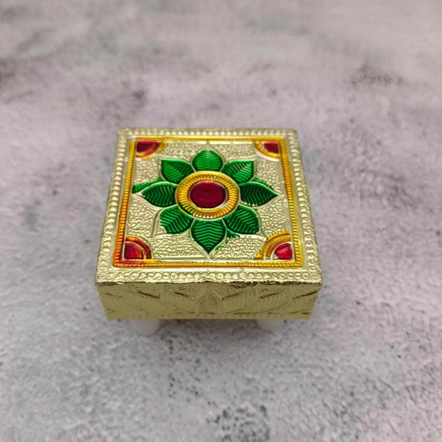 onesilver.in wooden peetha Gold Leaf Peetha 2" x 2" Gold Leaf Peetha 2" x 2"