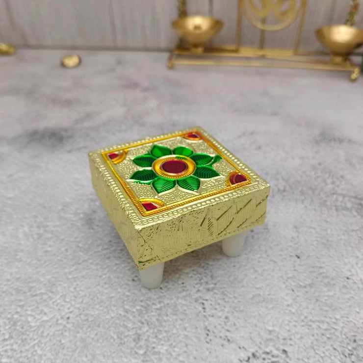 onesilver.in wooden peetha Gold Leaf Peetha 2" x 2" Gold Leaf Peetha 2" x 2"