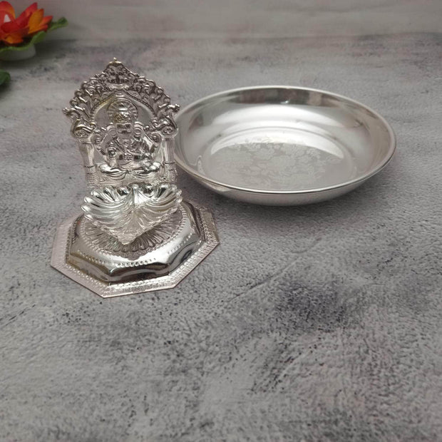 onesilver panchapatra GS Ganesha Deepa With Plate