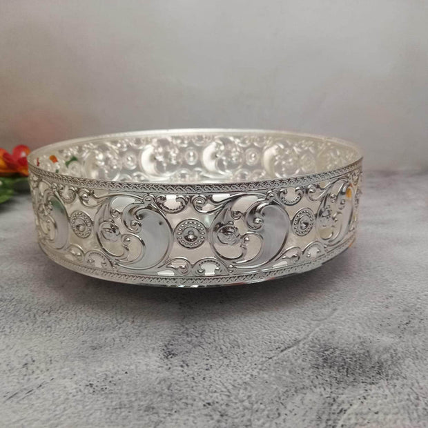 onesilver Pooja Tray GS Floral Round Tray GT-A9