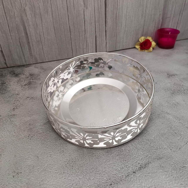 onesilver Pooja Tray GS Lotus Flower Design Tray GS Lotus Flower Design Tray