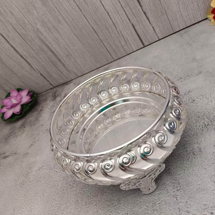 onesilver Pooja Tray GS Pooja Round Leaf Stand Tray GS Pooja Round Leaf Stand Tray