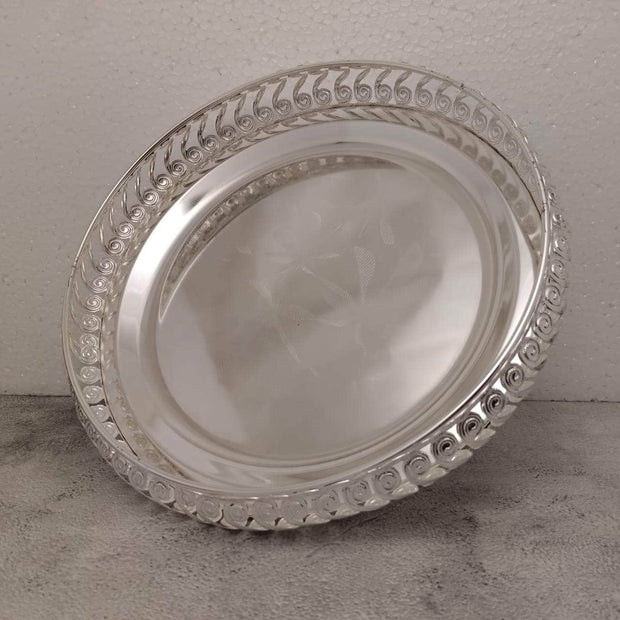 onesilver Pooja Tray GS Pooja Round Tray 11" Inches GT-346 GS Pooja Round Tray 11" Inches GT-346