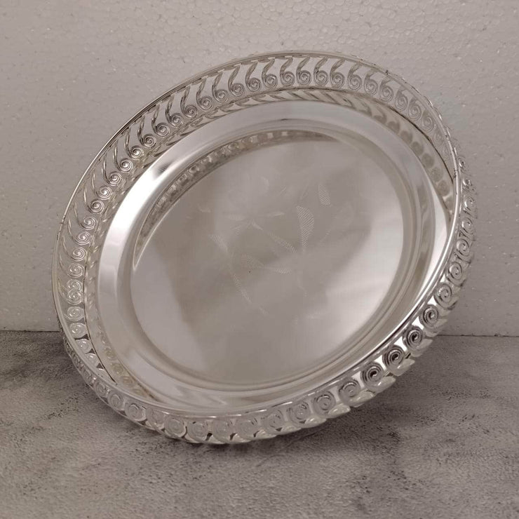 onesilver Pooja Tray GS Pooja Round Tray 11" Inches GT-346 GS Pooja Round Tray 11" Inches GT-346
