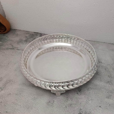 onesilver Pooja Tray GS Pooja Round Tray 11" Inches GT-346 GS Pooja Round Tray 11" Inches GT-346