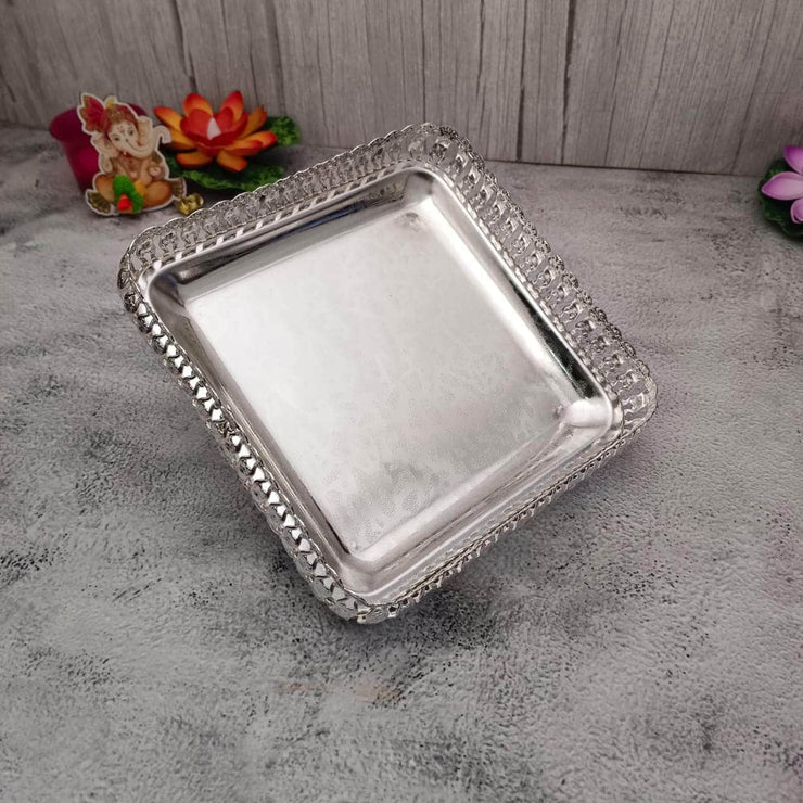 onesilver Pooja Tray GS Square Flora Tray