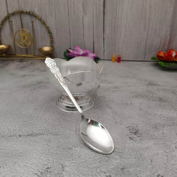 onesilver white metal Gs Flower Bowl Spoon 1Pc Gs Flower Bowl Spoon 1Pc