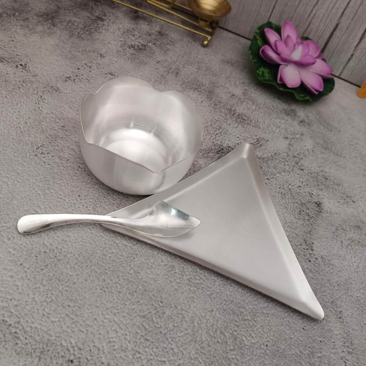 onesilver white metal Gs Salt Flower Cup Spoon Set Gs Salt Flower Cup Spoon Set