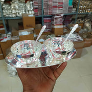 onesilver white metal Gs Twin Bowls Spoon Set Gs Twin Bowls Spoon Set