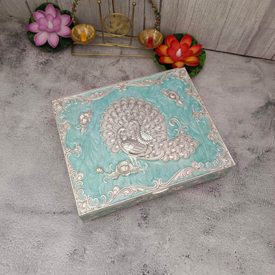 Onesilver wood box Gs Green Floral Peacock Designer jewels Dry Fruit Premium Box Gs Green Floral Peacock Designer jewels Dry Fruit Premium Box