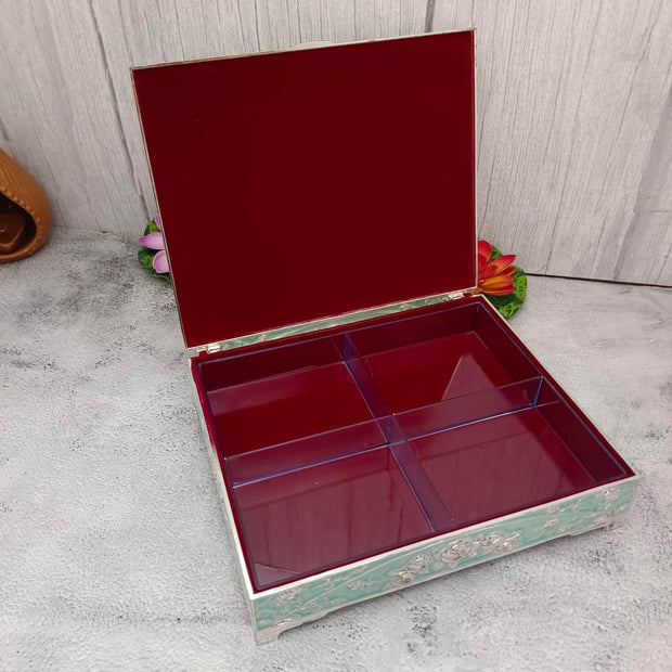 Onesilver wood box Gs Green Floral Peacock Designer jewels Dry Fruit Premium Box Gs Green Floral Peacock Designer jewels Dry Fruit Premium Box