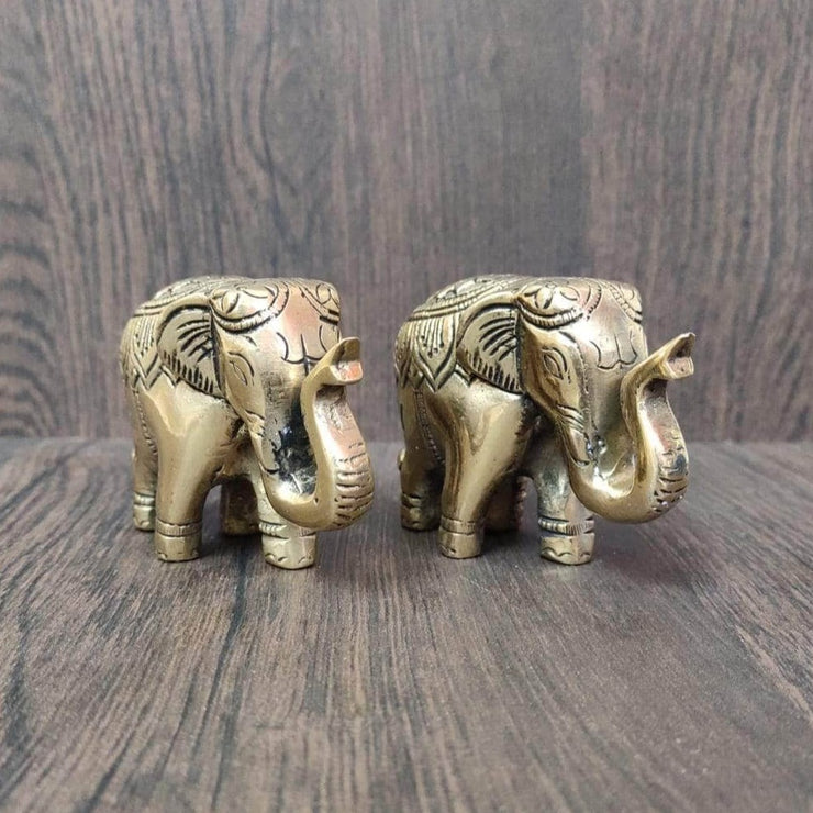 onesilver.in Brass Antique Brass Elephant Pair