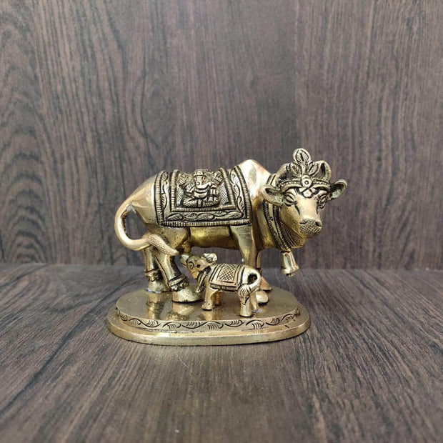 onesilver.in Brass Brass Ganesh Cow And Calf