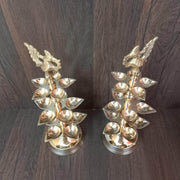 onesilver.in Brass Brass Panchamahal 3 Steps Peacock Diya Set