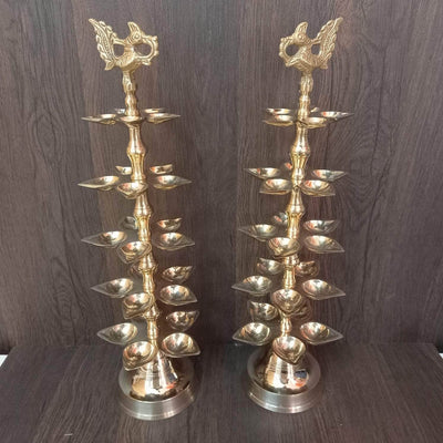 onesilver.in Brass Brass Panchamahal 5 Steps Diya Set