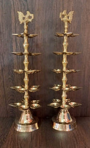 onesilver.in Brass Brass Panchamahal 5 Steps Diya Set
