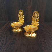 onesilver.in Deepa Golden Ganesh Deepa Pair