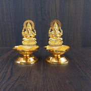 onesilver.in Deepa Golden Ganesh Deepa Pair
