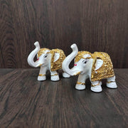 onesilver.in Elephant Idol White Gold Elephant Pair 2"