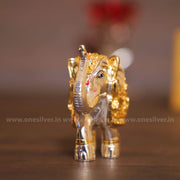 onesilver.in elephants Elephant Silver Gold Pair 2"