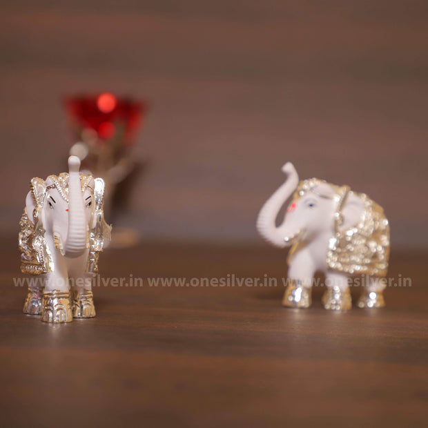 onesilver.in elephants Elephant White Silver Pair 3inches